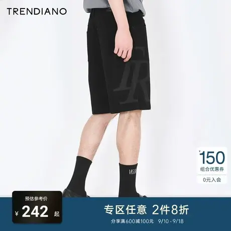 TRENDIANO潮牌官方时尚夏季男装短裤皮牌纯棉牛仔裤字母印花中裤商品大图