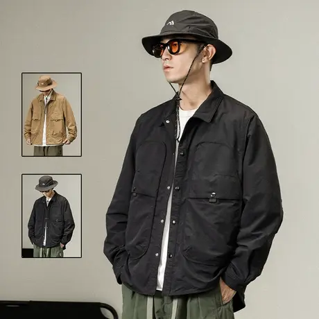 秋冬户外山系风男士宽松翻领百搭简约冲锋衣高级感夹克休闲外套男图片