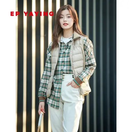EP雅莹女装针织拼接白鹅绒保暖三防羽绒马甲 商场同款Y009A图片