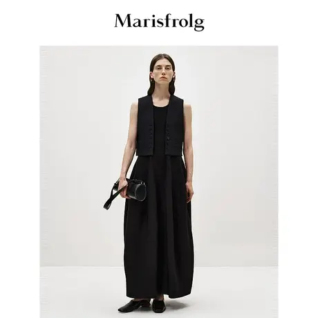 【无压力职场】玛丝菲尔春季黑色职业时尚短款马甲外套女图片