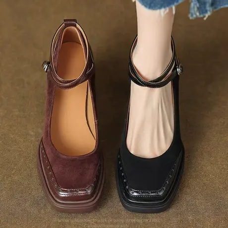 复古玛丽珍鞋女新款2024年新款春秋季jk制服小皮鞋高跟鞋粗跟单鞋图片