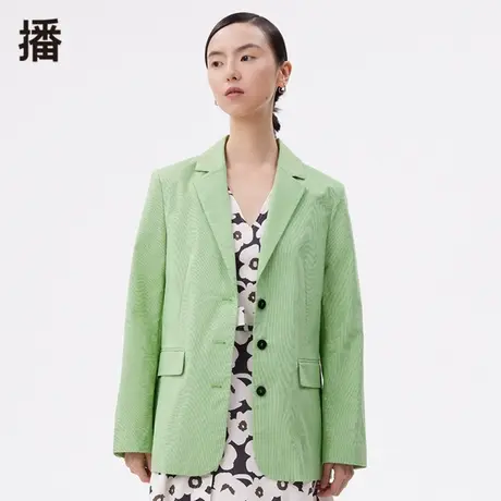 播冬季新款休闲通勤翻领单排扣袋盖单排扣西装女DDP4XD4744图片