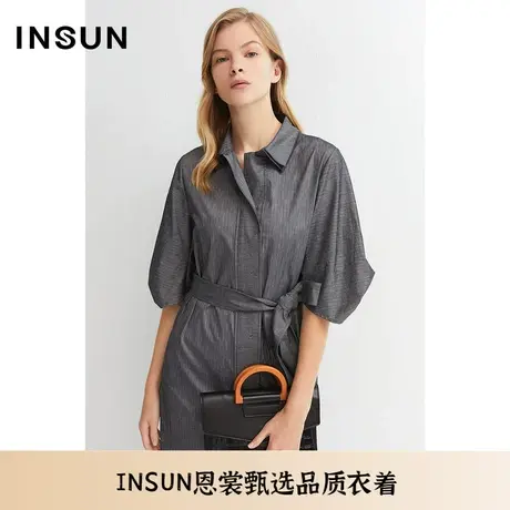 INSUN恩裳夏季装棉质双层领连衣裙图片