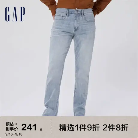 Gap男装秋季浅色水洗弹力修身直筒软基本款牛仔裤 618998美式长裤图片