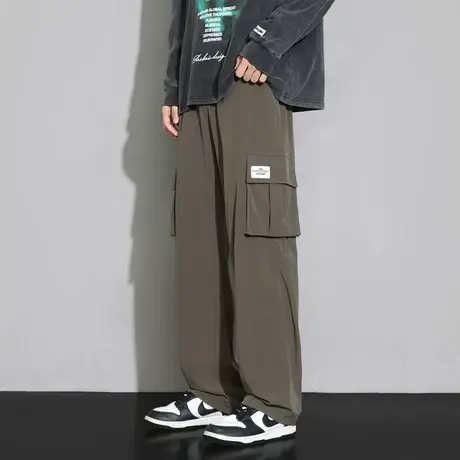 美式工装裤子男士2024新款宽松直筒伞兵冲锋裤春秋款阔腿休闲长裤商品大图