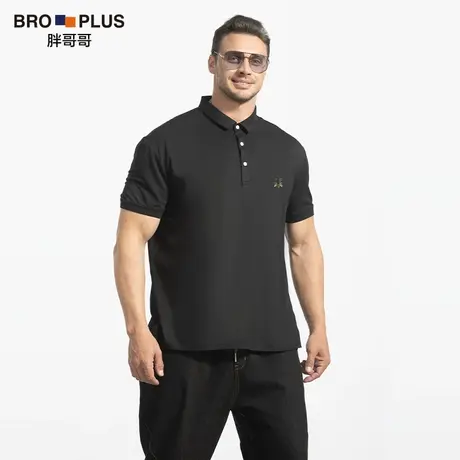 胖哥哥立体蜜蜂大码短袖polo衫男宽松加肥加大纯棉商务短袖T恤男商品大图