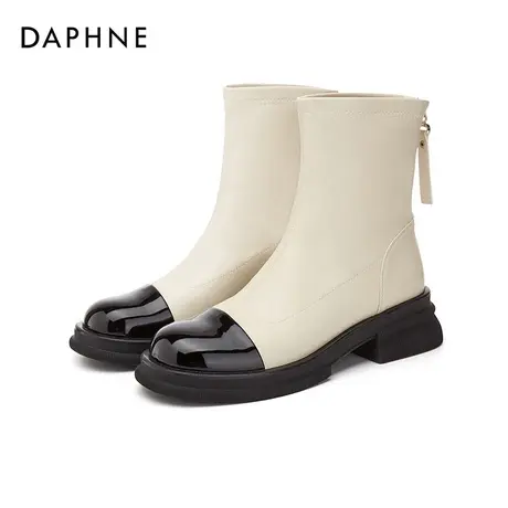 Daphne/达芙妮百搭厚底新款拼色时装靴图片