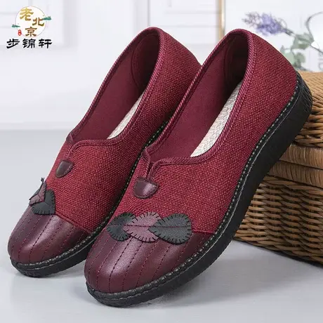 老北京布鞋女春秋浅口老年人奶奶鞋防滑妈妈单鞋软底透气老太太鞋商品大图