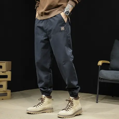 休闲工装裤男2023新款潮牌哈伦束脚男裤大码秋款美式复古裤子秋季商品大图