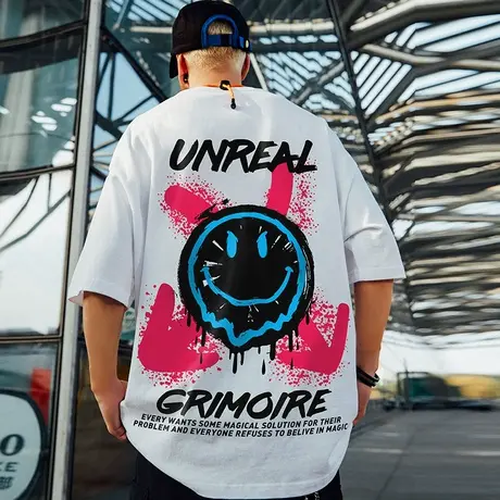 小恶魔胖子oversize国潮短袖T恤男潮ins潮牌潮流情侣大码半袖夏季商品大图