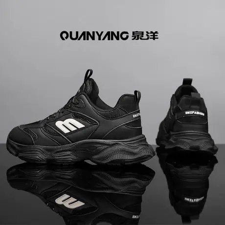 2024春季新款青少年黑色鞋子运动鞋男款跑步鞋厚底增高休闲鞋男鞋商品大图