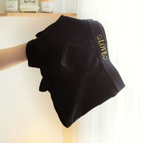 偷心天使~男士内裤纯棉四角裤衩宽松男生大码抗菌平角短裤头黑色商品大图