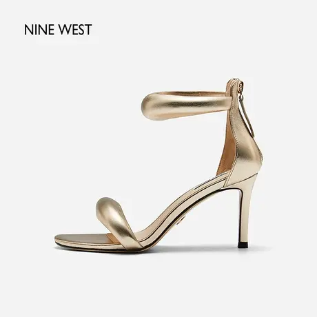 Nine West/玖熙小众高级感一字带高跟凉鞋2023新款夏真皮女鞋图片