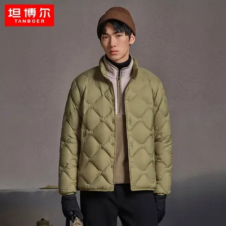 【商场同款】坦博尔衬衫羽绒服男女同款山系菱格轻薄短款TA332323图片