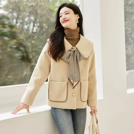 时尚气质短款毛呢外套商品大图