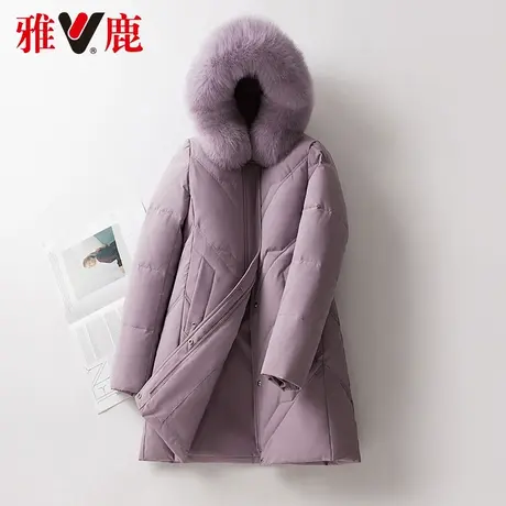 雅鹿大狐狸毛领连帽羽绒服女中长款2022冬季新款宽松保暖外套高端商品大图