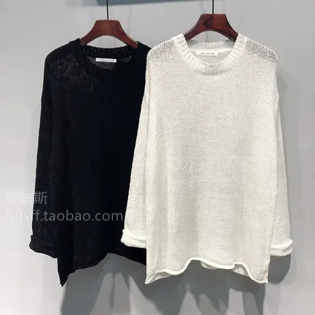 2023秋装 韩国ulzzang新款宽松慵懒风中长款蝙蝠袖镂空针织衫女商品大图