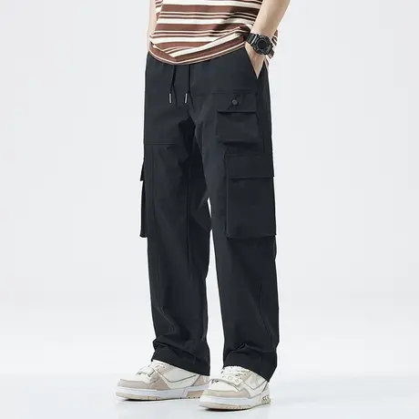 男士黑色工装裤子男夏季薄款直筒宽松休闲裤2023年新款速干裤男款商品大图