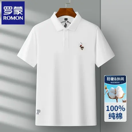 罗蒙夏季薄款纯棉短袖POLO衫t恤男潮流时尚刺绣翻领半袖保罗衫N2Z图片