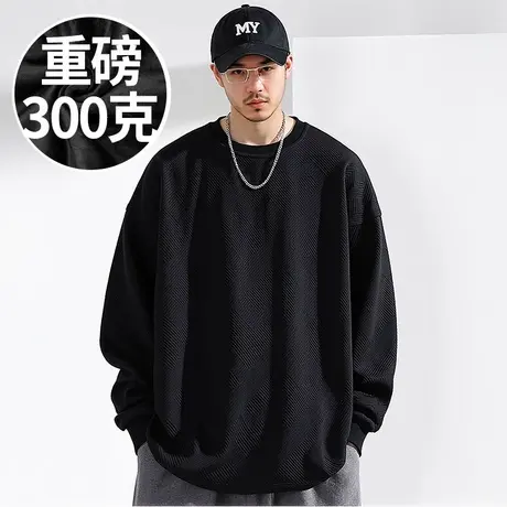 300g重磅宽松胖子T恤2025新款打底长袖300斤加肥加大码男装春秋季商品大图