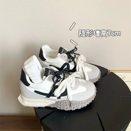 杜熙2025春款多巴胺双系带轻便鞋内增高7CM小个子休闲显瘦运动鞋图片