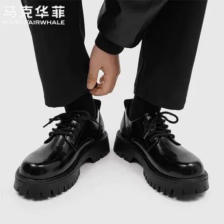 马克华菲官方旗舰店皮鞋男夏季公务员增高正装真皮大头德比通勤鞋商品大图