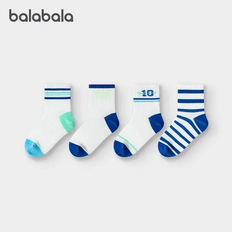 巴拉巴拉男童袜子夏季女童网眼袜子薄款透气儿童学院风短袜四双装图片