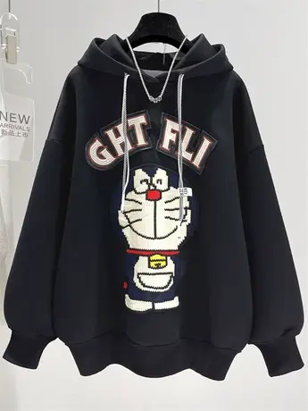 卫衣女加绒加厚2021秋冬新款韩版ins潮宽松中长款连帽外套上衣服商品大图