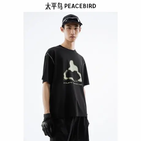 太平鸟男装季晕染印花休闲T恤 B2CNE2B03商品大图