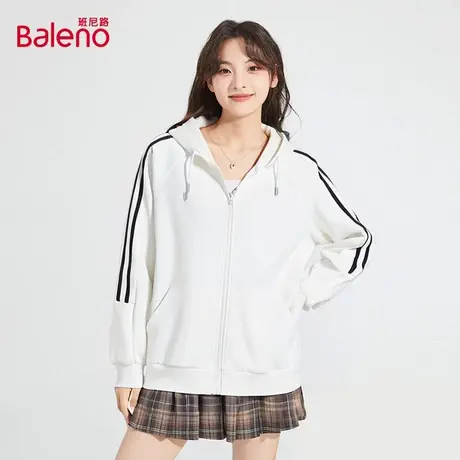 班尼路白色外套女秋季2025新款青少年初中生宽松流行学院风上衣Q图片