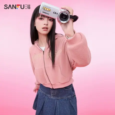 三福短外套2023新款秋冬季小个子气质高级感宽松时尚韩系上衣女装图片