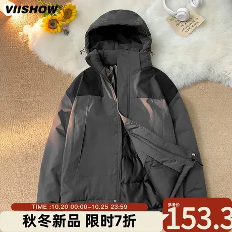 VIISHOW连帽撞色拼接棉服男士冬季新款外套潮牌宽松防寒棉衣男生商品大图