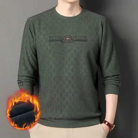 2023新款圆领外套男士秋冬百搭上衣服打底衫加绒加厚冬季卫衣男商品大图