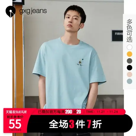 清仓gxg jeans男装夏季多色T恤男卡通小蜜蜂印花情侣圆领短袖T恤商品大图