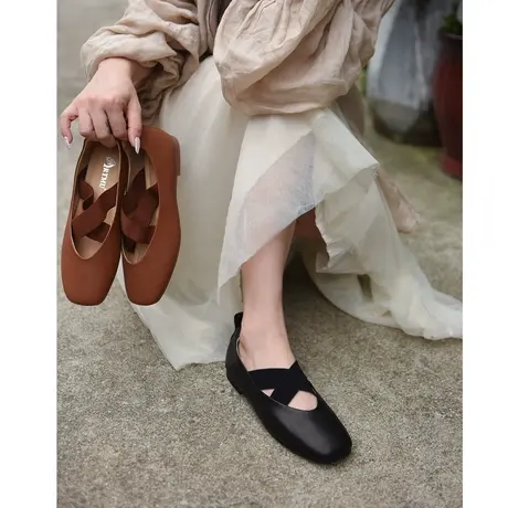 Artmu阿木真皮鞋子女2023新款爆款平底芭蕾舞鞋玛丽珍鞋豆豆鞋商品大图