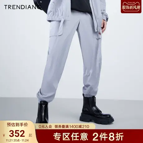 TRENDIANO新款秋冬机能风束脚裤男士拉链宽松中腰长裤工装裤商品大图