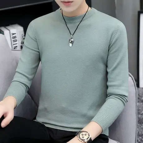 2024秋装新款圆领毛衣男韩版潮流休闲针织衫上衣打底衫毛线衣男款图片