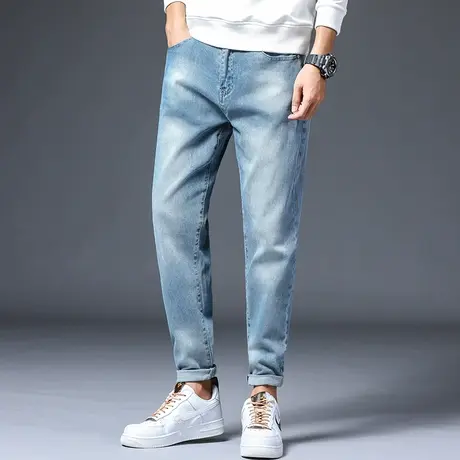 春季男裤时尚牛仔裤男潮牌潮流百搭春秋款男士休闲长裤子直筒宽松商品大图