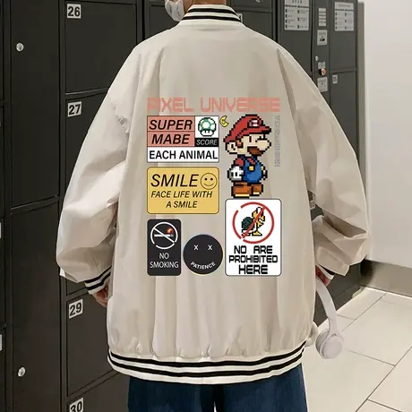 港风夹克男春秋季新款潮ins春装大码衣服美式棒球服宽松潮牌外套商品大图