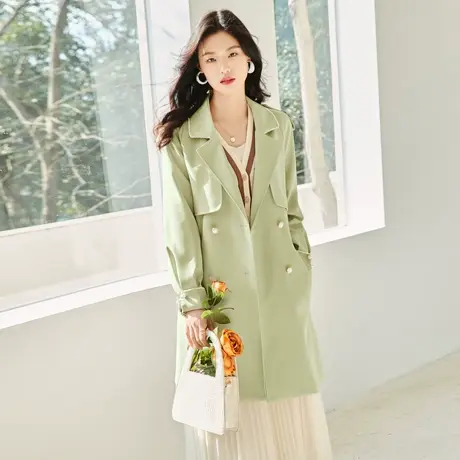 时尚气质风衣外套2023年秋季新款女士简约百搭修身显瘦中长款上衣图片
