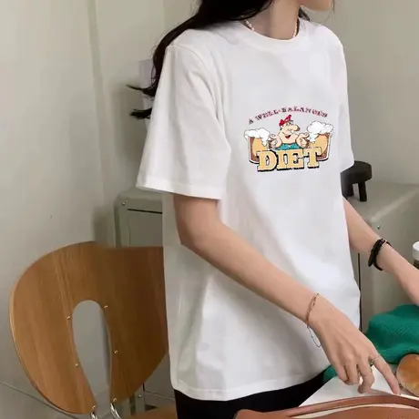 孕妇装大码正肩仿棉短袖T恤女时尚百搭洋气减龄显瘦上衣打底衫商品大图