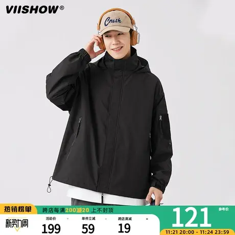 VIISHOW连帽冲锋夹克服外套男士春季2023新款情侣装潮牌户外男夹图片