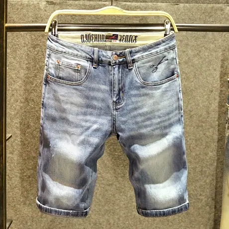 2024新款夏天短裤男宽松透气五分裤高端水洗潮流牛仔中裤夏季薄款商品大图