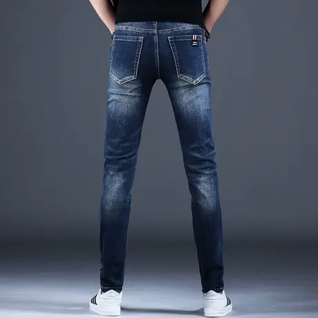 弹力高端加绒牛仔裤男款秋冬季修身小脚裤子韩版潮牌潮流2023新款商品大图