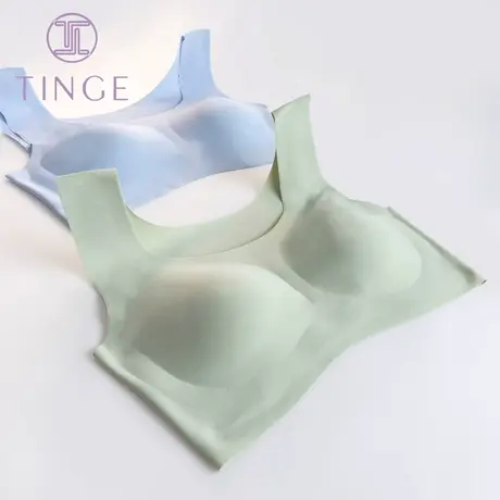 TINGE一片式无痕U领美背运动内衣女小胸聚拢抹胸春秋薄款少女文胸商品大图