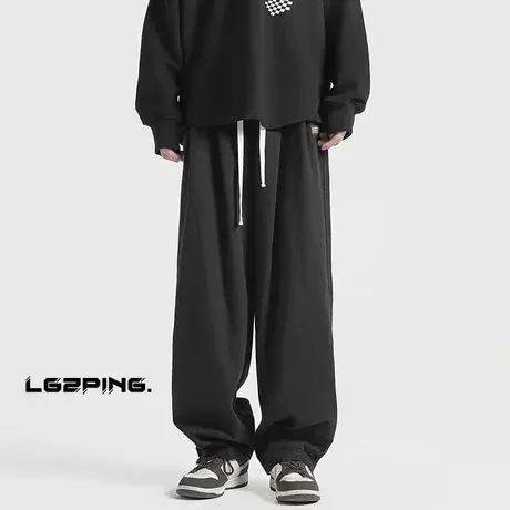 oversize美式休闲裤男士春秋新款直筒运动裤宽松大码潮牌裤子垂感商品大图