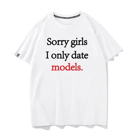 秀洛抱歉sorry 女孩们我只约模特恶搞半袖男美式帅哥短袖T恤衣服商品大图
