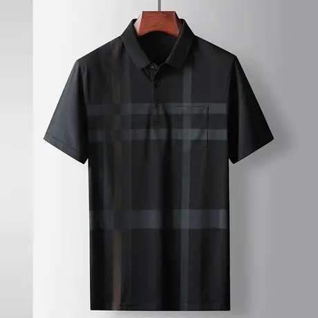 青中年夏装翻领冰丝t恤男士速干黑色2023年夏季新款短袖polo衫男商品大图