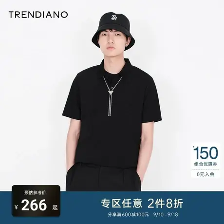 TRENDIANO春夏季新款官方潮牌男装短袖翻领t恤美式小众刺绣Polo衫商品大图