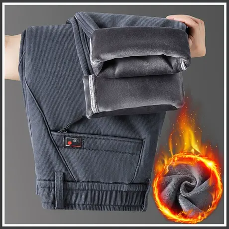 秋冬款男士商务西裤冬季加绒加厚抗寒休闲裤子2024新款冬天西装裤商品大图